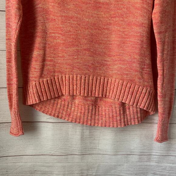 LOFT Pink Pullover Sweater Short Hi Low Bottom Long Sleeve Ribbed Detail Size XS - Picture 3 of 14